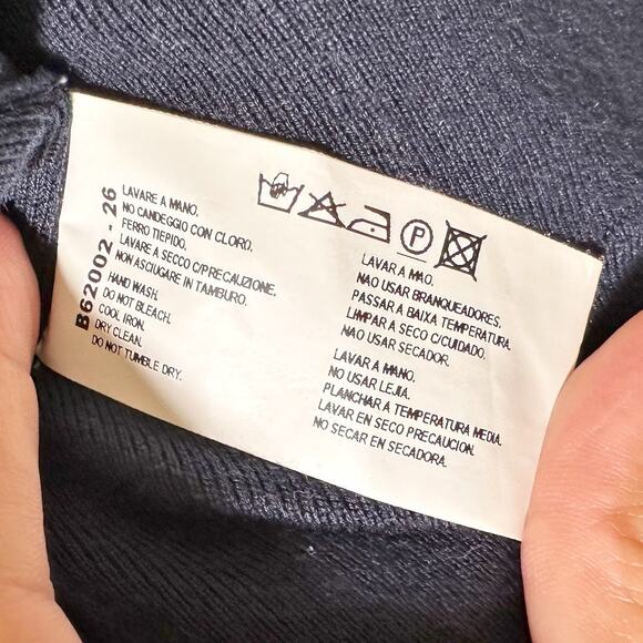 Armani Collezioni Women Silk Blend Long Sleeves Basic Cardigan Top Navy Blue 12 - Picture 13 of 16